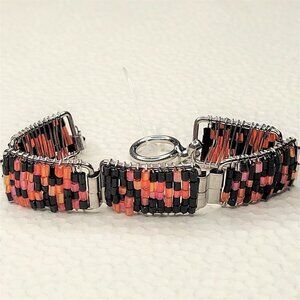 ORANGE and Black Bead Bracelet